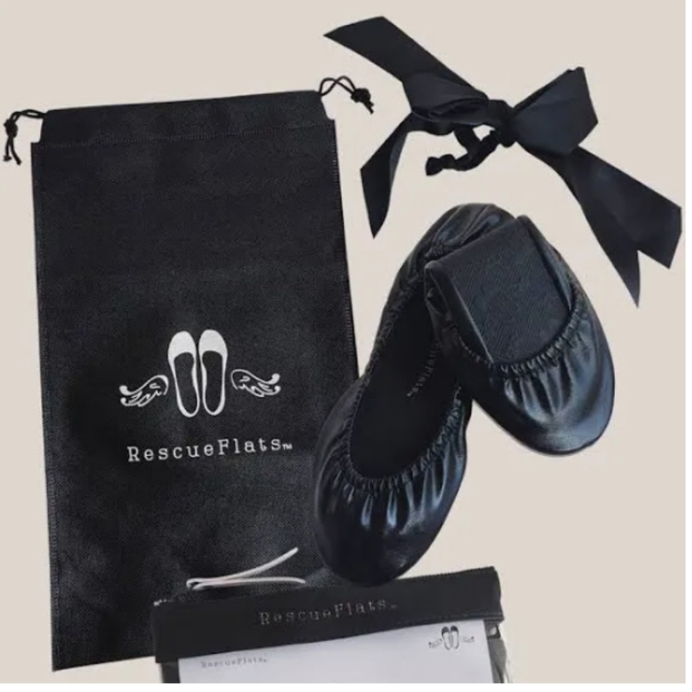Rescue Flats Wedding- Size Medium 8-9 Black NWT